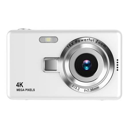 Yibooy 4K HD 1080P Digital Camera 16X Zoom Autofocus Vlogging Camera Camcorder (White)