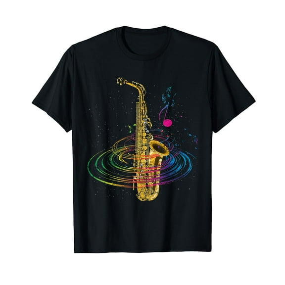 Sax Player Gift Idea Saxophonist Music Notes Saxophone T-Shirt
