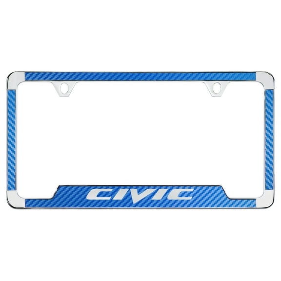 Honda Civic Blue Simulated Carbon Fiber License Plate Frame Holder
