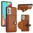 thumbnail image 1 of ELEHOLD Leather Wallet Case For Samsung Galaxy A32 4G,Premium Leather Material with Back Card Holders Magnetic Button Full Body Shockproof Luxury Case,Brown, 1 of 6