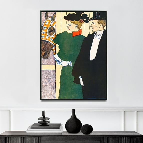 Woman Holding a Horse Racing Ticket - 1895 | Edward Penfield | Premium Fine Art Print | 19th Century American | Illustration, American Golden Age | Portrait