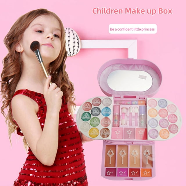 Amdohai Real Makeup Palette for Girls Washable Makeup Kit Children's Cosmetics Play Kit Non Toxic Girls Make up Set
