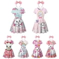 thumbnail image 2 of Vestido de verano con estampado de gato Marie de dibujos animados de Disney para niñas, Vestidos de princesa de manga corta, fiesta de cumpleaños, disfraz informal para niños, Vestidos 4T (Tag120) Gao Jinjia LED, 2 of 2