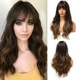 thumbnail image 6 of Amazon Bestselling Air Bangs Big Wave Long Curly Hair Gradient Brown Black Brown Multi-color European and American Style Wig for Women, 6 of 7