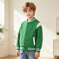 thumbnail image 4 of Grblisyd Kids Baseball Jackets Boys Girls Jacket Casual Lightweight Fit Varsity Button Long Sleeve School Coat with Pocket, 4 of 6