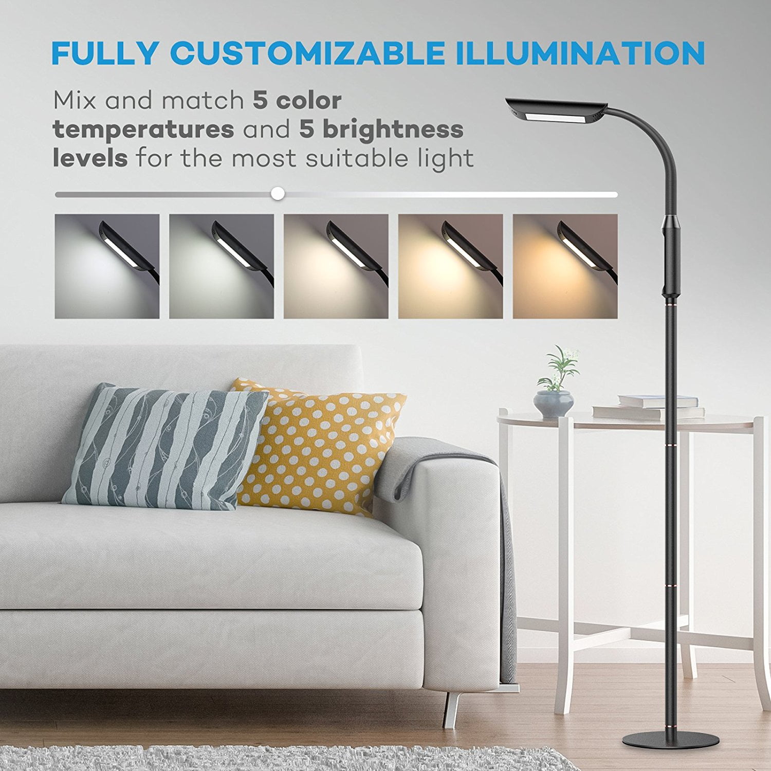 Floor Lamps Vava Dimmable Led Reading Lamp For Living Room 1815 Lumens 50 000 Hours Lifespan Standing Desk Two In One Flexible