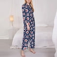 thumbnail image 3 of Daiia Daisy Flowers for Women's Long-Sleeved Pajama Set – Soft & Comfortable Sleepwear Button-Up Pajamas Cozy Lounge Wear-Large, 3 of 7