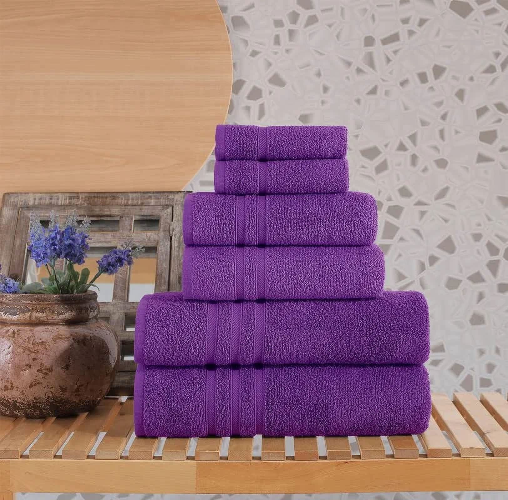 Hawmam Linen 6-Piece Bathroom Set - 100% Turkish Cotton, Lilac Purple, 2 Bath Towels, 2 Hand Towels, 2 Washcloths, High Absorbent, Quick Dry, Low Lint - Bathroom Accessories, Dorm Room Essentials