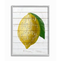 Stupell Industries Lemons To Lemonade Wood Textured Inspirational Word Design Graphic Art Gray Framed Art Print Wall Art, 11x14, by Ann Bailey