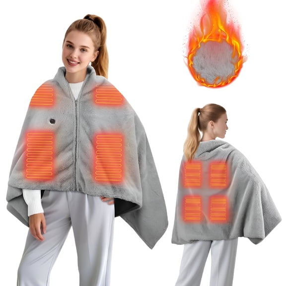 HIBIBUD Wearable Heated Blanket Usb Powered Electric Heated Shawl Blanket with 3 Temperature Levels,Cordless Heated Wrap Blanket for Home Office Travel Heated Snuggie