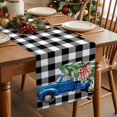 thumbnail image 2 of Burlap Table Runner 36 Inches Long,Farmhouse Blue Truck Non-Slip Kitchen Table Runners for Dining Room Everyday Use Party Table Decorations Christmas Tree Black White Buffalo Plaid, 2 of 9