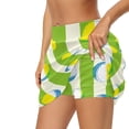 thumbnail image 2 of Garronmavis Golf Ball High Waisted Athletic Shorts Women oing Out Skirt with Pocket with Shorts Underneath Green and White Stripes Casual Travel Vacation Skirt, Size 2XL, 2 of 6