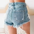 thumbnail image 5 of IROINNID Women's Casual Solid Frayed Hem Casual Denim Shorts Streetwear, 5 of 9