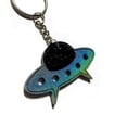 thumbnail image 2 of Holographic Alien Spaceship Keychain, New Driver Car Gift, Wallet Accessories, Cool Wristlet Keyring Decor, Phone Pendant, Purse Charm, 2 of 7