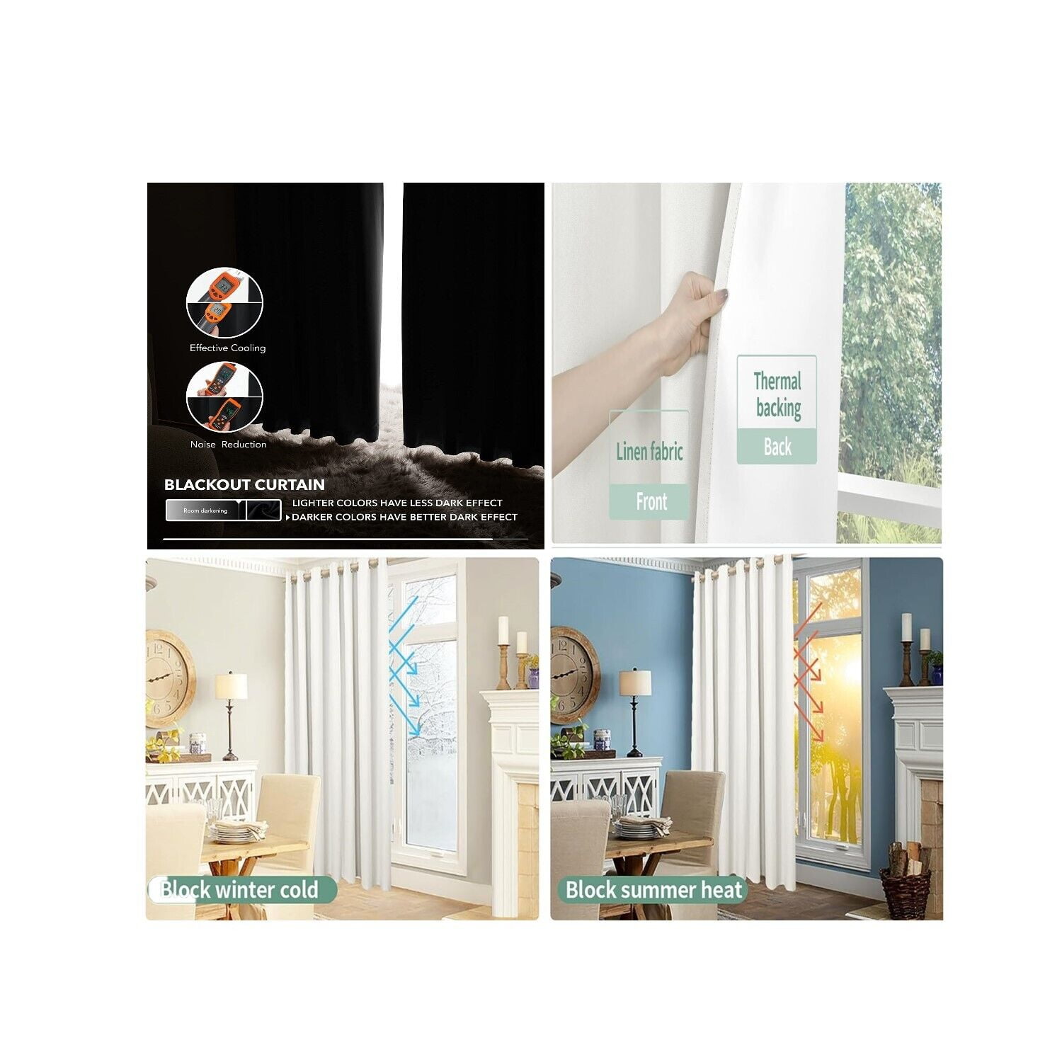 100% Full Room Darkening Color Mint 1 Pair k86 100% Blackout Grommet Top Curtain for Bedroom Window Door Room Home Décor 95" Long