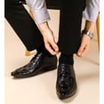 thumbnail image 5 of Santimon Black Lace-up Dress Shoes for Men Crocodile Grain Timeless Oxford Shoes Premium Derby Shoes US 9, 5 of 8