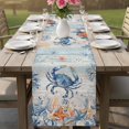 thumbnail image 4 of Crab Coastal Table Runner 108 Inches, Summer Beach Coral Starfish Blue Grey Bed Runner Dresser Scarves Tabletop for Indoor Outdoor Parties/Ceremony/Banquet, 13"x 108", 4 of 9