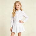 thumbnail image 4 of Krdevn Girls Pleated School Uniform Skirt, Elastic Waist Kids A-Line Skort, Casual Solid Color Mini Skirt for Students,White, 4 of 6
