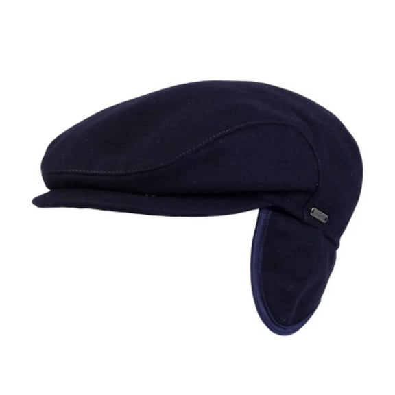 Wigens Carl Men's Classic Longshoreman 100% Wool Ivy Cap with Earflaps Dark Blue
