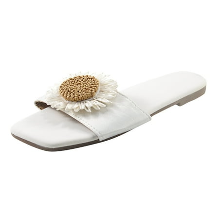 VerPetridure Women s Heeled Sandals Women Beach Breathable Flowers Sandals Home Slipper Flip-Flops Flat Shoes