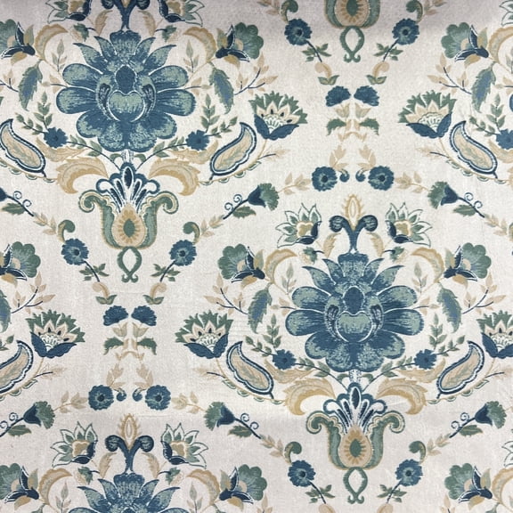 Decora Furnishings Vintage Rose Tree Damask Design Digitally Printed Velvet Finish Fabric for Upholstery, Window Treatments, Craft - Width 54 inches - Fabric by The Yard (Green)