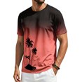 thumbnail image 3 of Mens Summer Shirts Short Sleeve Crew Neck Floral Gradient Tees Casual Beach Hawaiian Vintage T Shirts, XL, 3 of 5