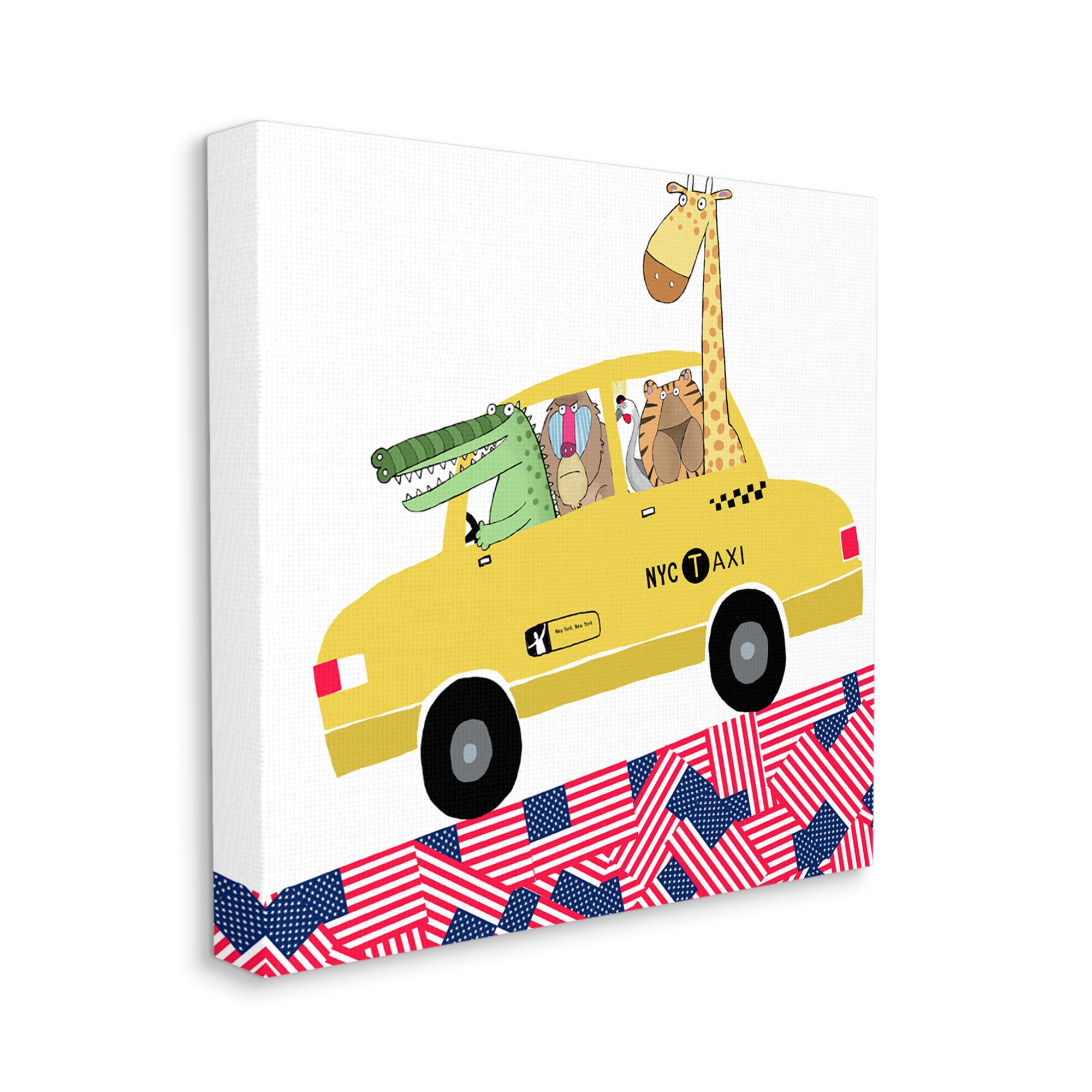 Stupell Industries Animals in NYC Taxi Animals & Insects Painting Gallery Wrapped Canvas Print Wall Art, 36 x 36