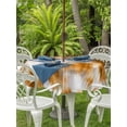 thumbnail image 3 of Outdoor Tablecloths with Umbrella Hole & Zipper, Orange Grey Round Tablecloth 54 Inch, Vintage Minimalist Abstract Gradient Art Waterproof Table Cloth, Patio/Pool/Picnic Table Covers, 3 of 8