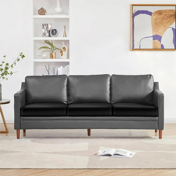 YISUN PU Leather Couch Cushion Covers, 3 Pcs Black