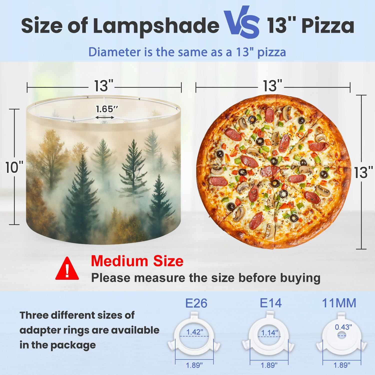 Linen Drum Lampshades Forest Tree Wood Green Pine Trees Autumn Leaves Fog Misty Landscape 13"x13"x10" Light Shade for Table Lamps Drum Lamp Shades Lampshade Replacement Assembly Required