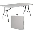 thumbnail image 3 of Indoor Outdoor Heavy Duty Portable Folding Plastic Dining Table w/Handle, Lock for Picnic, Party, Camping - White (8 Ft), 3 of 3
