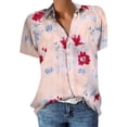 thumbnail image 1 of Birdeem Chemises d'Été pour Femmes, Hauts à Manches Courtes Col à Revers avec Boutons Imprimé Floral, 1 of 5