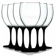 TableTop King 10 oz Wine Glasses, Stemmed Style, Nuance Bottom Accent, Black, Set of 6