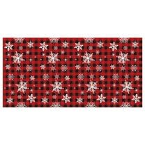 DefiDgd Christmas Tablecloth Table Decoration,Disposable Plaid Snowflake Plastic Xmas Table Cover for Xmas Kitchen Decorations Holiday Party Favors Supplies(A)