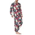 thumbnail image 2 of Salouo Beautiful Flower Print Button-Front Long Sleeve Pajama Set for Men, Soft 2Pjs Men's Long Sleeve Sleepwear-XX-Large, 2 of 7