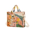 thumbnail image 7 of FORMRS Womens Corduroy Tote Bag Crossbody Shoulder Handbag with Pocket, Pink Cityscape Painting, 7 of 7