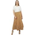 thumbnail image 3 of Phagun Orange Summer Wear Cotton Two Layered Ikat Printed Reversible Wrap Skirt, 3 of 6
