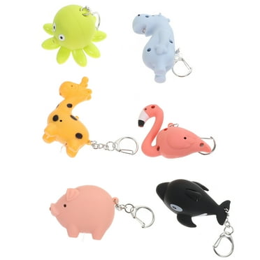 6Pcs Assorted Color Animal Flashlight Key Chain with for Decoration and Gifts