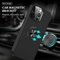 thumbnail image 2 of Case for iPhone 15 Pro Max, 360 Degree Rotation Magnetic Metal Finger Ring Holder Kickstand Magnet Car Mount Holder Inner Silicone with Camera Protection Glossy Anti-Drop Hard Cover - Black, 2 of 16