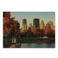 thumbnail image 1 of City Cutting Board, Old Port of Montreal Early in the Morning Scenic Autumn Trees Buildings Canada, Decorative Tempered Glass Cutting and Serving Board, Small Size, Red Orange Brown, by Ambesonne, 1 of 1