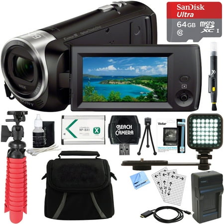 - Sony HDR-CX405/B Full HD 60p Camcorder + 64GB Ultra MicroSDXC UHS-I Memory Card + NP-BX1 Battery Pack + Accessory Bundle
