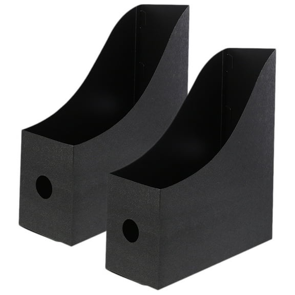 2 Pcs File Storage Box Magazine Holder Desk Riser Organizer Document Student Use Office Black