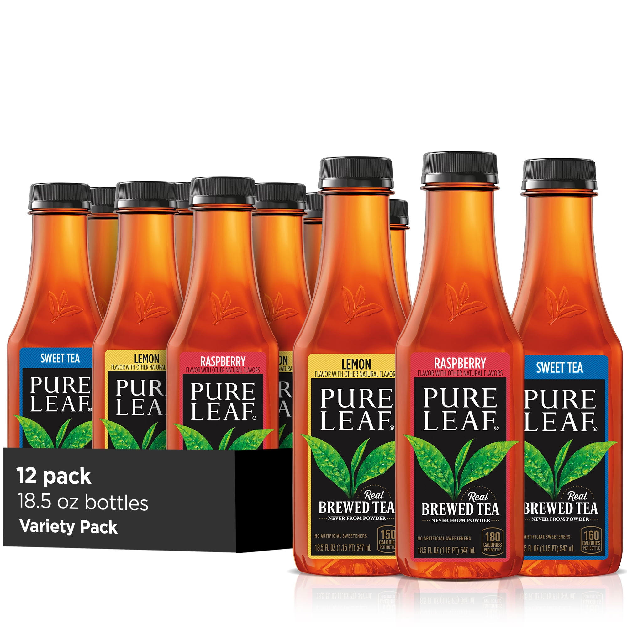 (12 Bottles) Pure Leaf Iced Tea, Sweetened Variety Pack, 18.5 fl oz