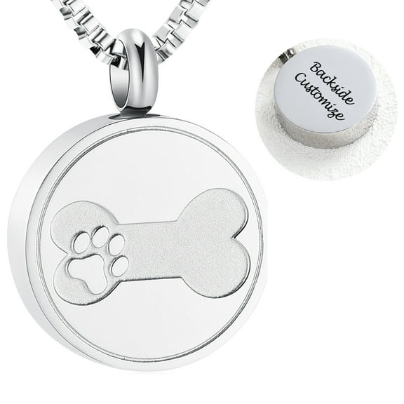 Personalize Round Urn Locket Cremation Jewelry for Dag Ashes Holder Paw Print Memory Necklace Bone Print Pet Ash Urn Necklace Memorial Jewelry