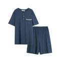 thumbnail image 4 of MuZeFu Men'S Pajama Set Short Sleeved Round Neck 2-Piece Set Men'S 2024 Summer Solid Color Casual And Comfortable Short-Sleeved Shorts Pajamas Set Home Wear Can Be Worn Outside, 4 of 4