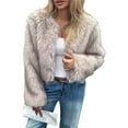 thumbnail image 3 of Women's Cropped Faux Fur Jacket Long Sleeve Open Front Cardigan Casual Short Coat L, 3 of 7