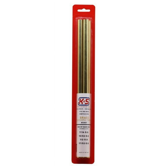K&S Telescopic Tubing - Brass, Medium Telescoping Tubing Assortment, Pkg of 4, 12"