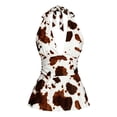 thumbnail image 2 of Lumistal Halter Top for Women Backless Printed Tank Tops V Neck Slim Fit Tie Back Sleeveless Top for Women Fashion Comfort Summer Casual Beach Tops Coffee M, 2 of 3