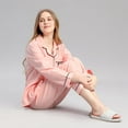 thumbnail image 3 of Women‘s Large Size Long-sleeved Pajamas Soft Cotton Solid Color Home Service Two-piece Set L-4XL, 3 of 6