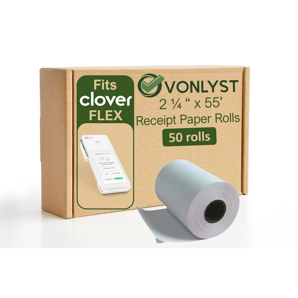 Clover Flex Receipt Paper 2 1/4 x 55 50 rolls